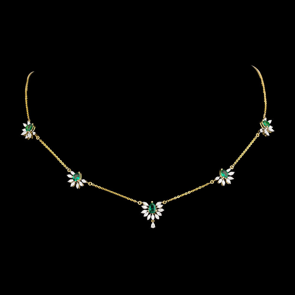 18K Yellow Gold Diamond Jewellery - 1.468ct VVS-EF with Colour Stones