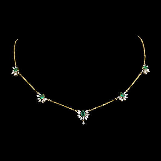 18K Yellow Gold Diamond Jewellery - 1.468ct VVS-EF with Colour Stones