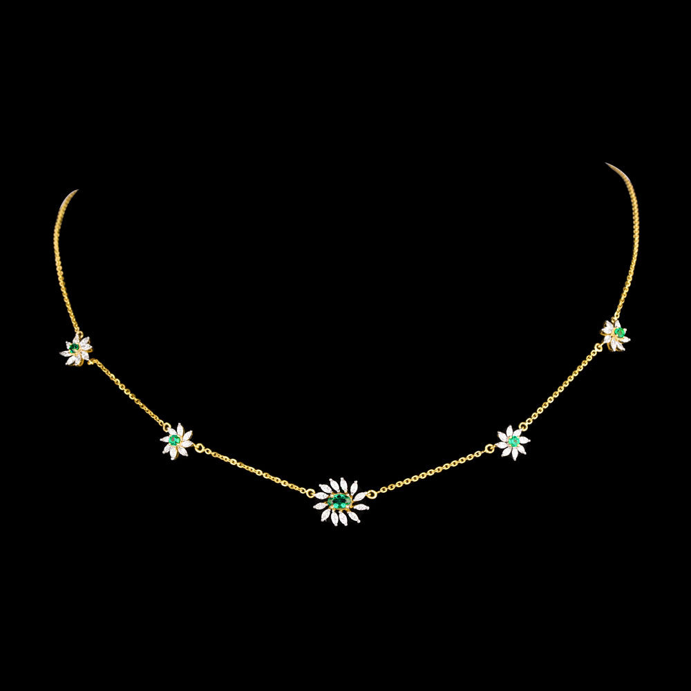 18K Yellow Gold Diamond Jewellery - 1.039ct VVS-EF with Colour Stones
