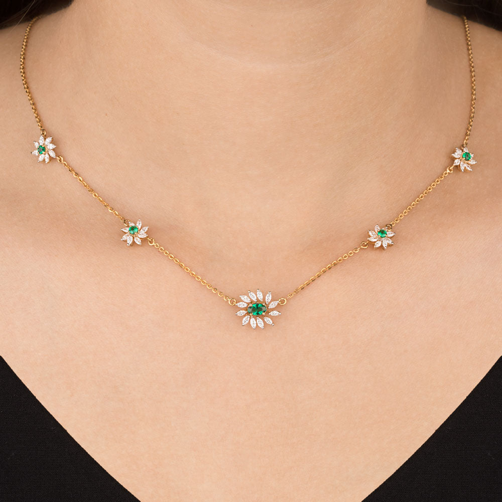 18K Yellow Gold Diamond Jewellery - 1.039ct VVS-EF with Colour Stones