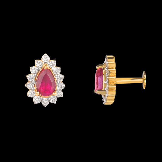 14K Yellow Gold Diamond Nosepin - 0.19ct VVS-VS-GH with Colour Stones
