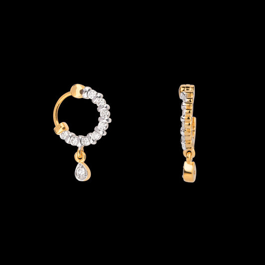 18K Yellow Gold Diamond Nosepin - 0.121ct VVS-VS-FG