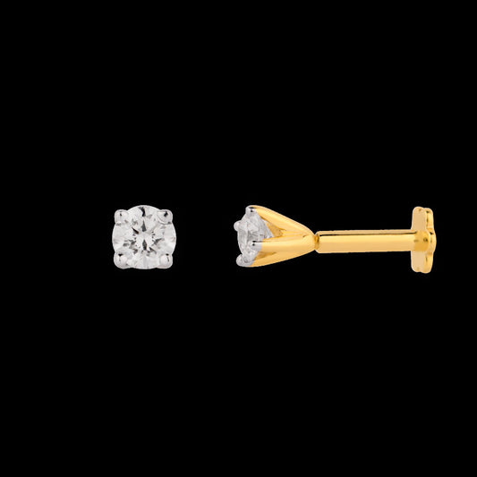 18K Yellow Gold Diamond Nosepin - 0.143ct VVS-EF