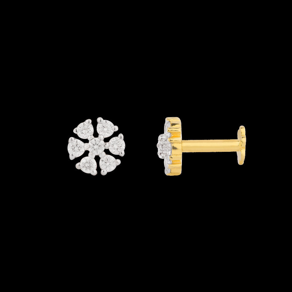 18K Yellow Gold Diamond Nosepin - 0.121ct VVS-VS-GH