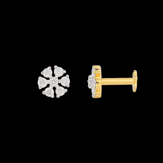 18K Yellow Gold Diamond Nosepin - 0.121ct VVS-VS-GH