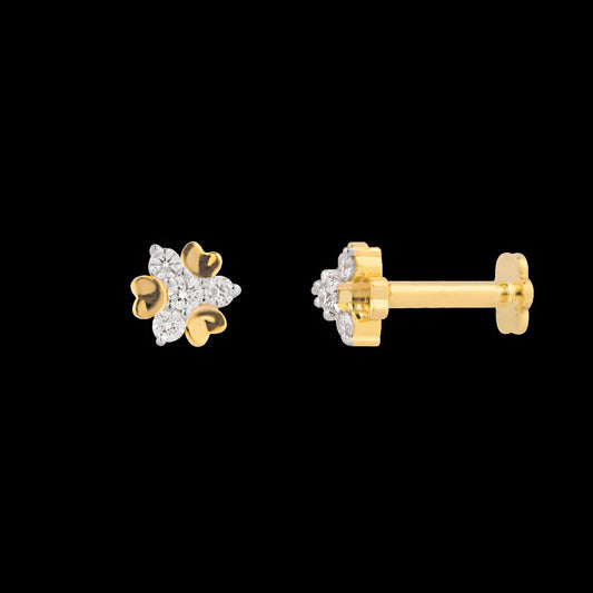 18K Yellow Gold Diamond Nosepin - 0.046ct VVS-VS-HI