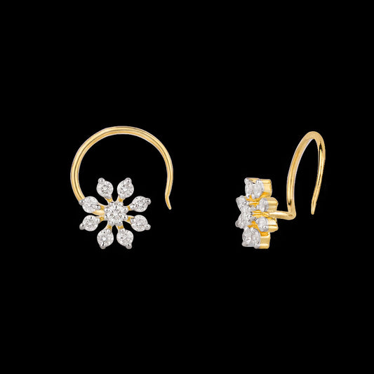 18K Yellow Gold Diamond Nosepin - 0.104ct VVS-VS-FG