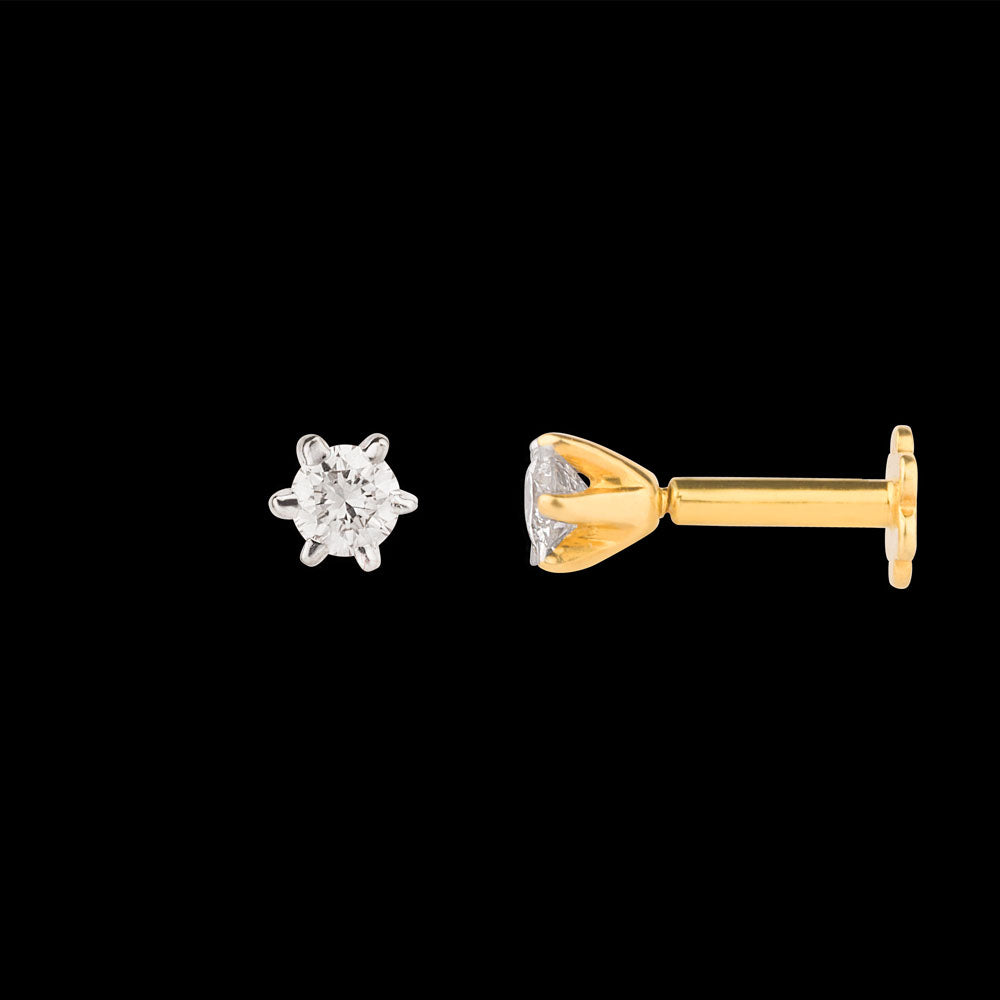 18K Yellow Gold Diamond Nosepin - 0.2ct VVS-VS-GH