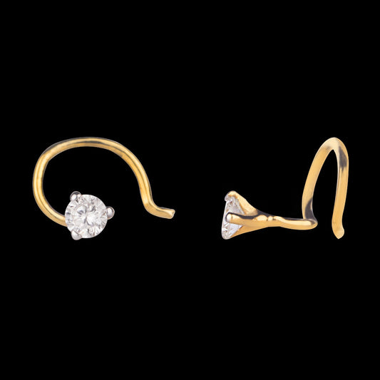 18K Yellow Gold Diamond Nosepin - 0.091ct VVS-FG