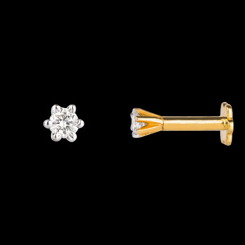 14K Yellow Gold Diamond Nosepin - 0.056ct SI-JK