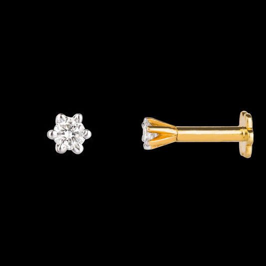 14K Yellow Gold Diamond Nosepin - 0.056ct SI-JK