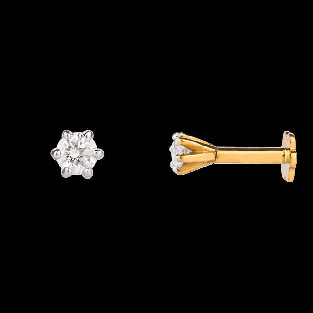 18K Yellow Gold Diamond Nosepin - 0.06ct VVS-HI