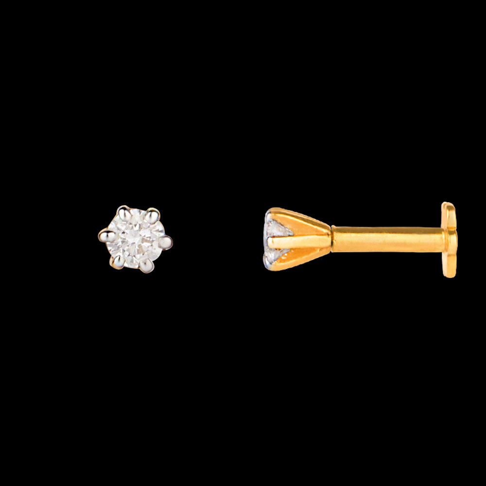 18K Yellow Gold Diamond Nosepin - 0.08ct VS-HI