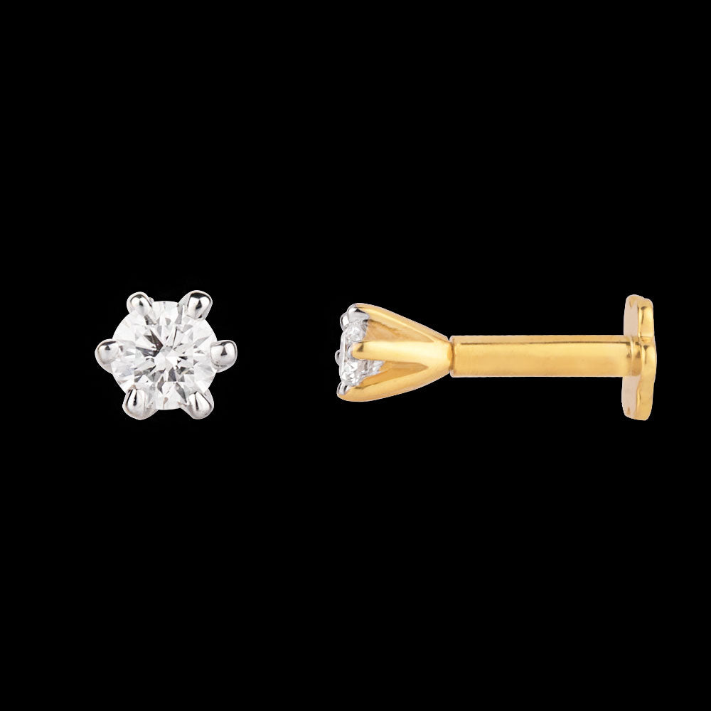 18K Yellow Gold Diamond Nosepin - 0.11ct VS-EF