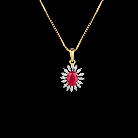 18K Yellow Gold Diamond Pendant - 0.336ct VVS-EF with Colour Stones