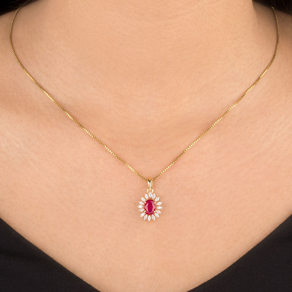 18K Yellow Gold Diamond Pendant - 0.336ct VVS-EF with Colour Stones