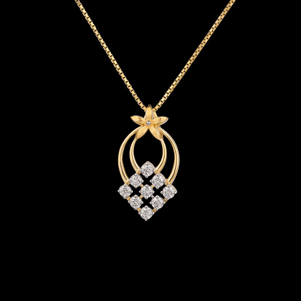 18K Yellow Gold Diamond Pendant - 0.584ct VVS-VS-GH