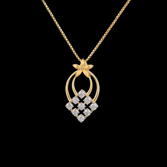18K Yellow Gold Diamond Pendant - 0.584ct VVS-VS-GH