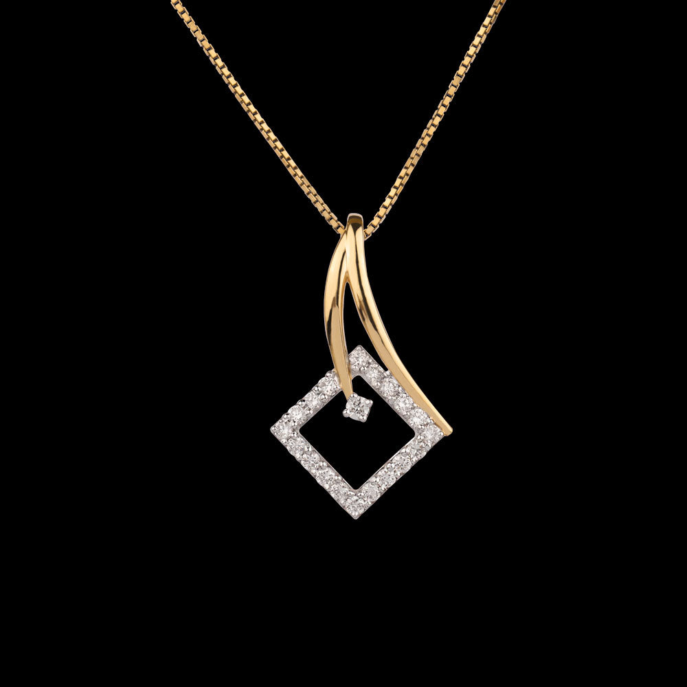 18K Yellow Gold Diamond Pendant - 0.521ct VS-SI-GH