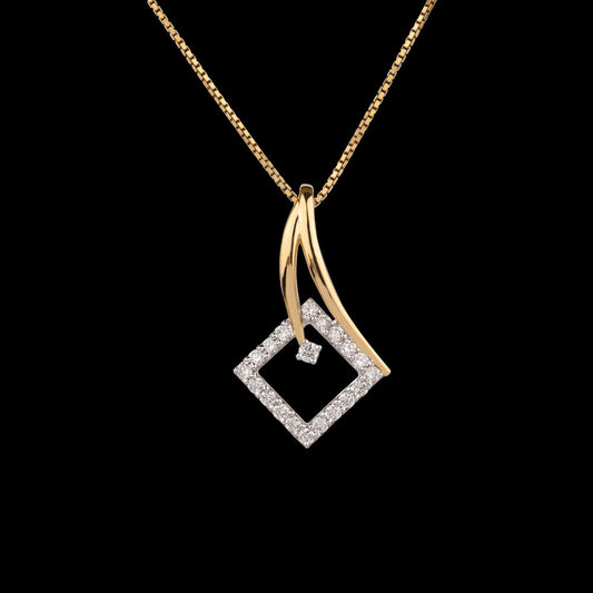 18K Yellow Gold Diamond Pendant - 0.521ct VS-SI-GH