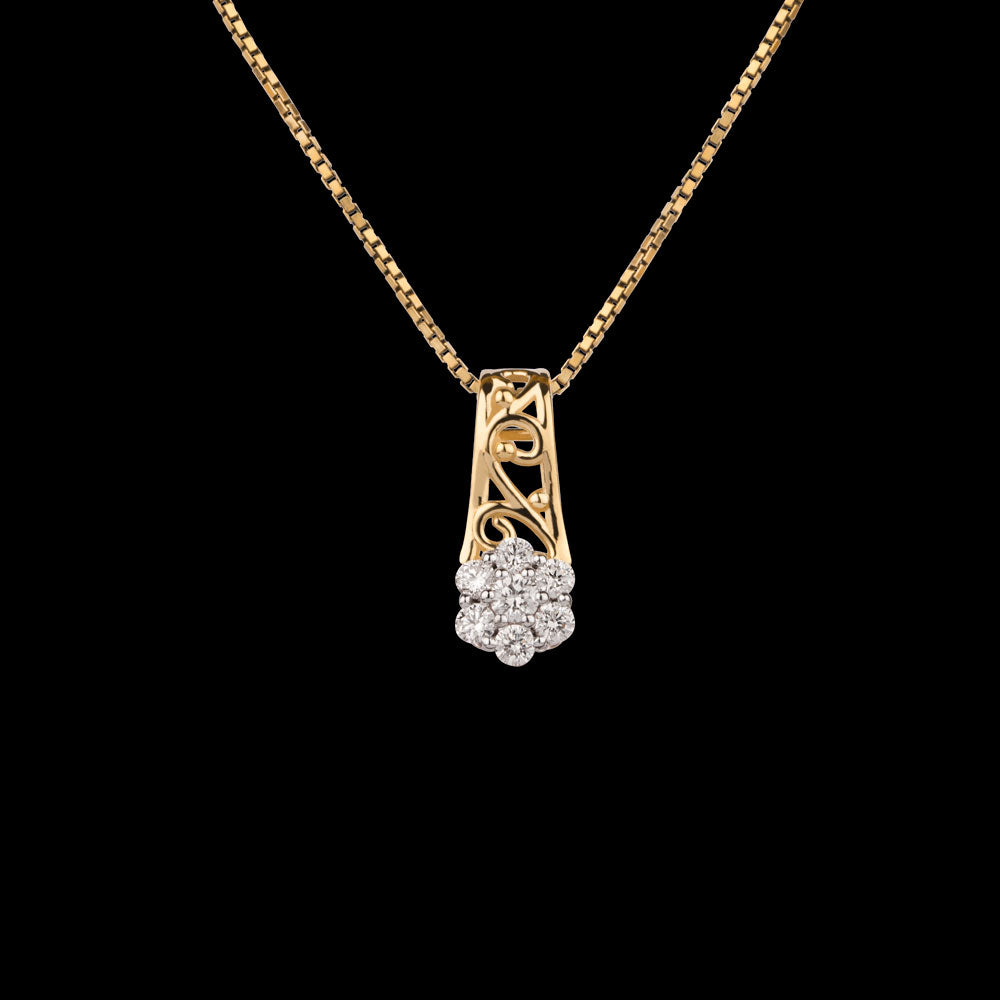 18K Yellow Gold Diamond Pendant - 0.315ct VS-SI-GH
