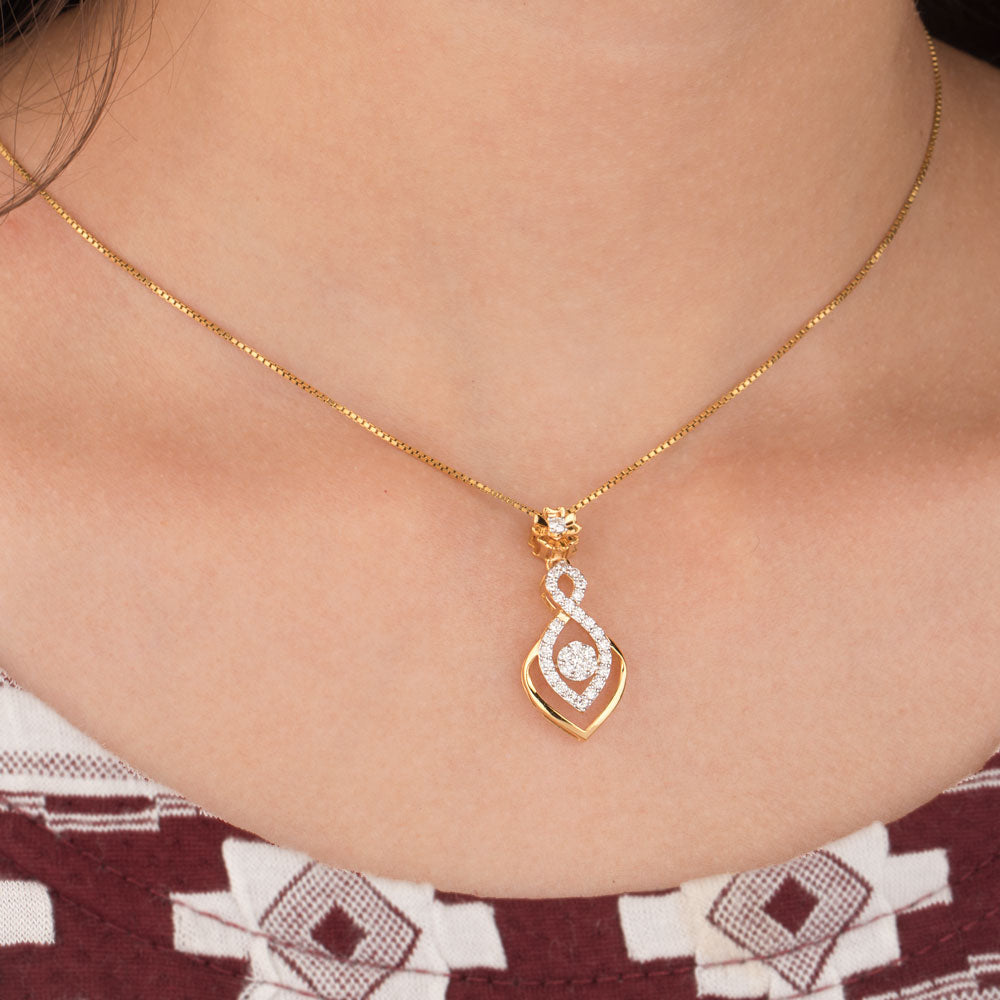 18K Yellow Gold Diamond Pendant - 0.494ct VVS-VS-GH