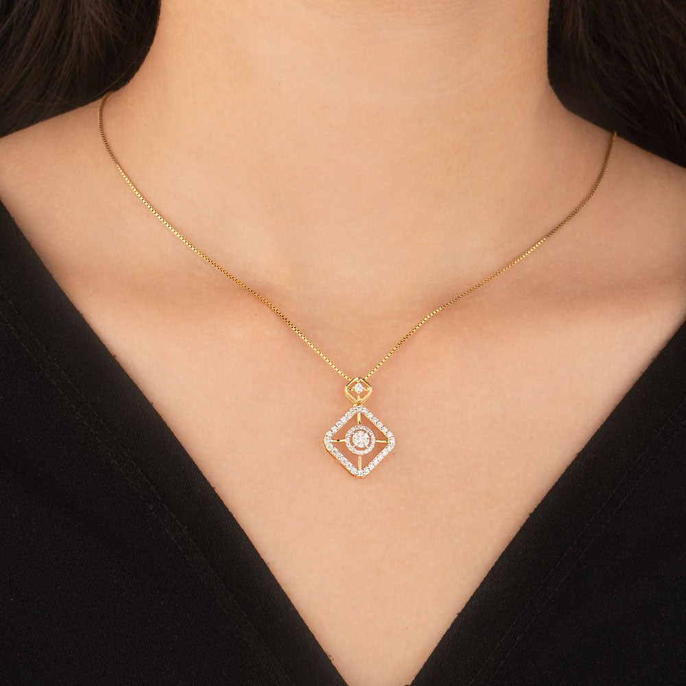 18K Yellow Gold Diamond Pendant - 0.555ct VS-SI-GH