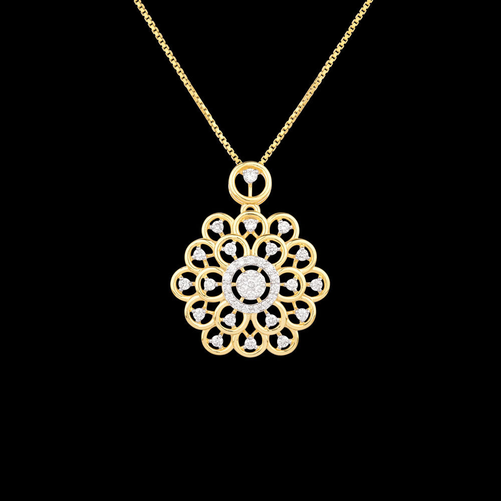 18K Yellow Gold Diamond Pendant - 0.622ct VVS-VS-GH