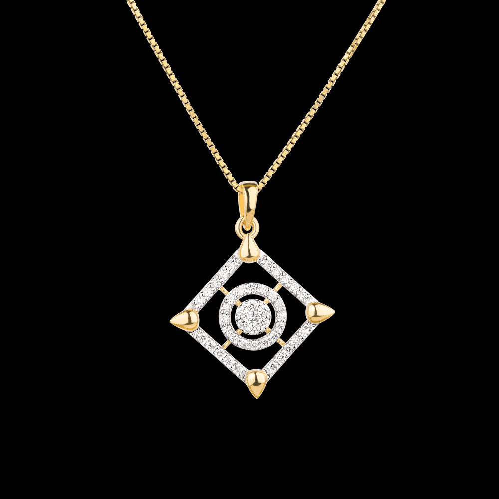 18K Yellow Gold Diamond Pendant - 0.471ct VS-SI-GH