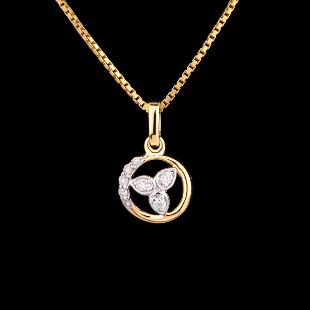 14K Yellow Gold Diamond Pendant - 0.09ct SI-GH