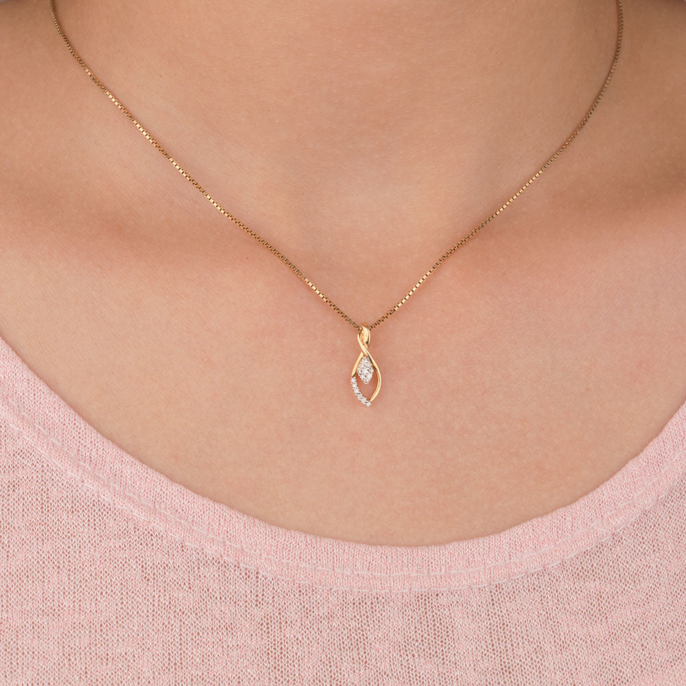 14K Yellow Gold Diamond Pendant - 0.07ct SI-GH