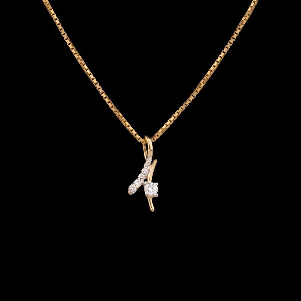 14K Yellow Gold Diamond Pendant - 0.102ct SI-GH