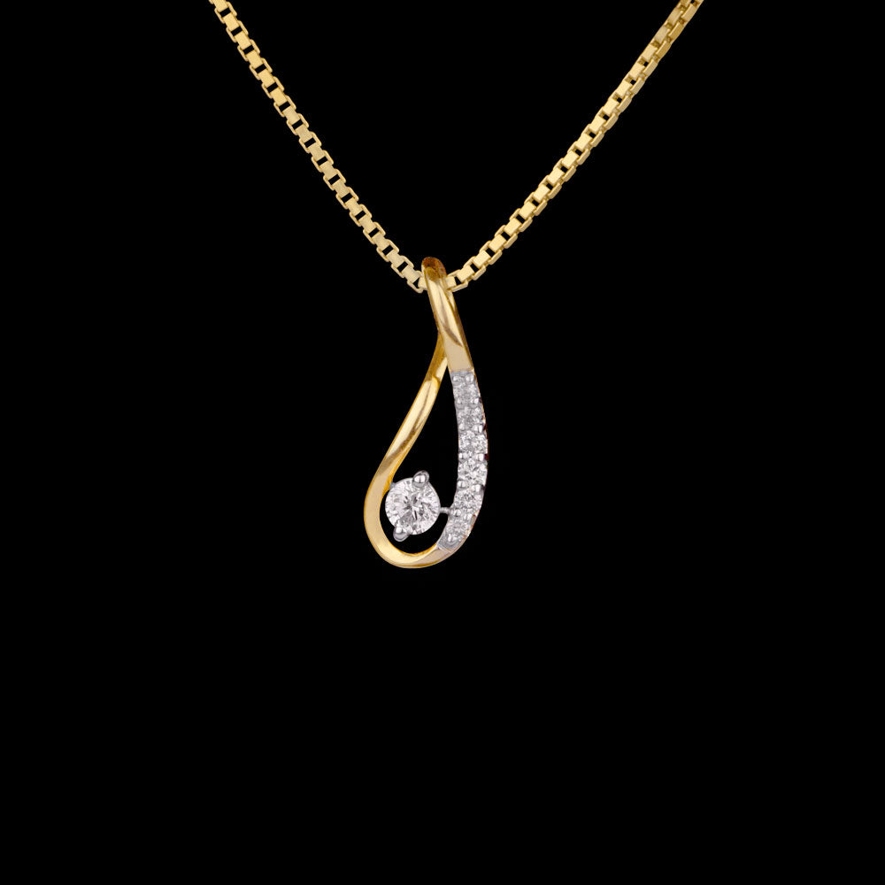 18K Yellow Gold Diamond Pendant - 0.1ct SI-IJ
