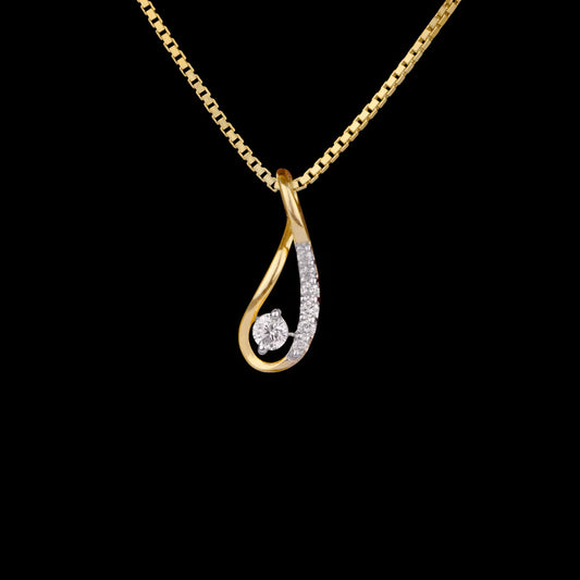 18K Yellow Gold Diamond Pendant - 0.1ct SI-IJ