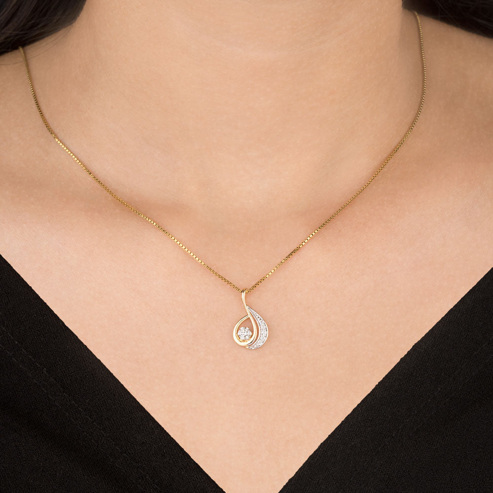 14K Yellow Gold Diamond Pendant - 0.14ct SI-IJ