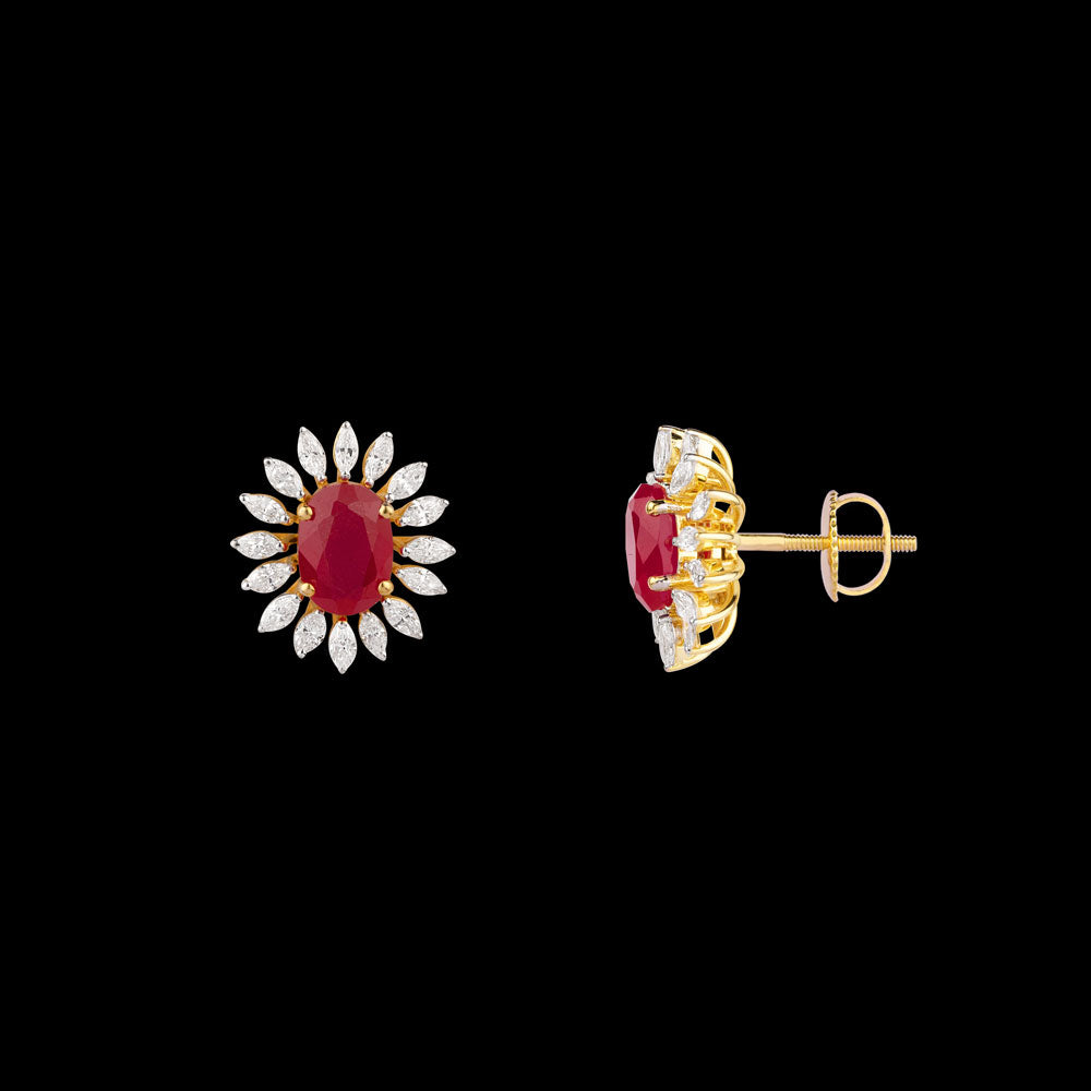18K Yellow Gold Diamond Jewellery - 0.659ct VVS-EF with Colour Stones