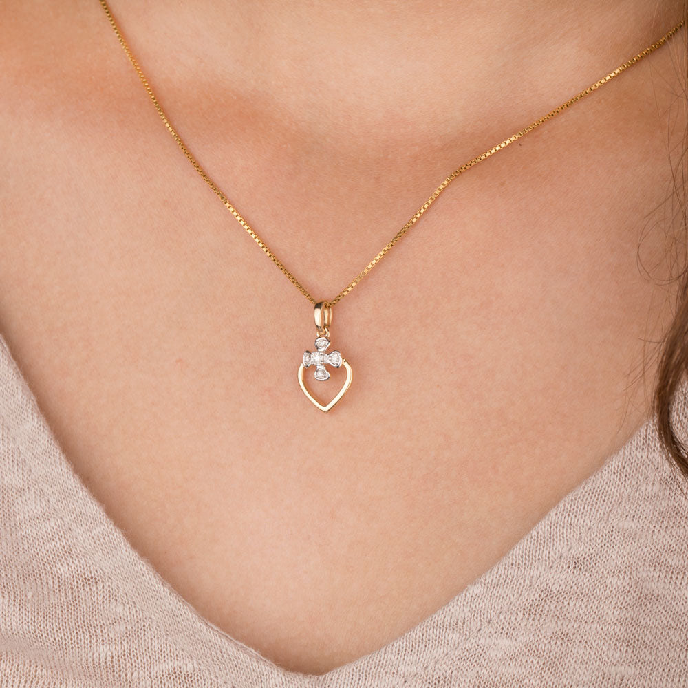 14K Yellow Gold Diamond Pendant - 0.08ct SI-GH