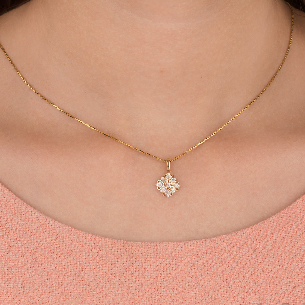 14K Yellow Gold Diamond Pendant - 0.14ct SI-GH