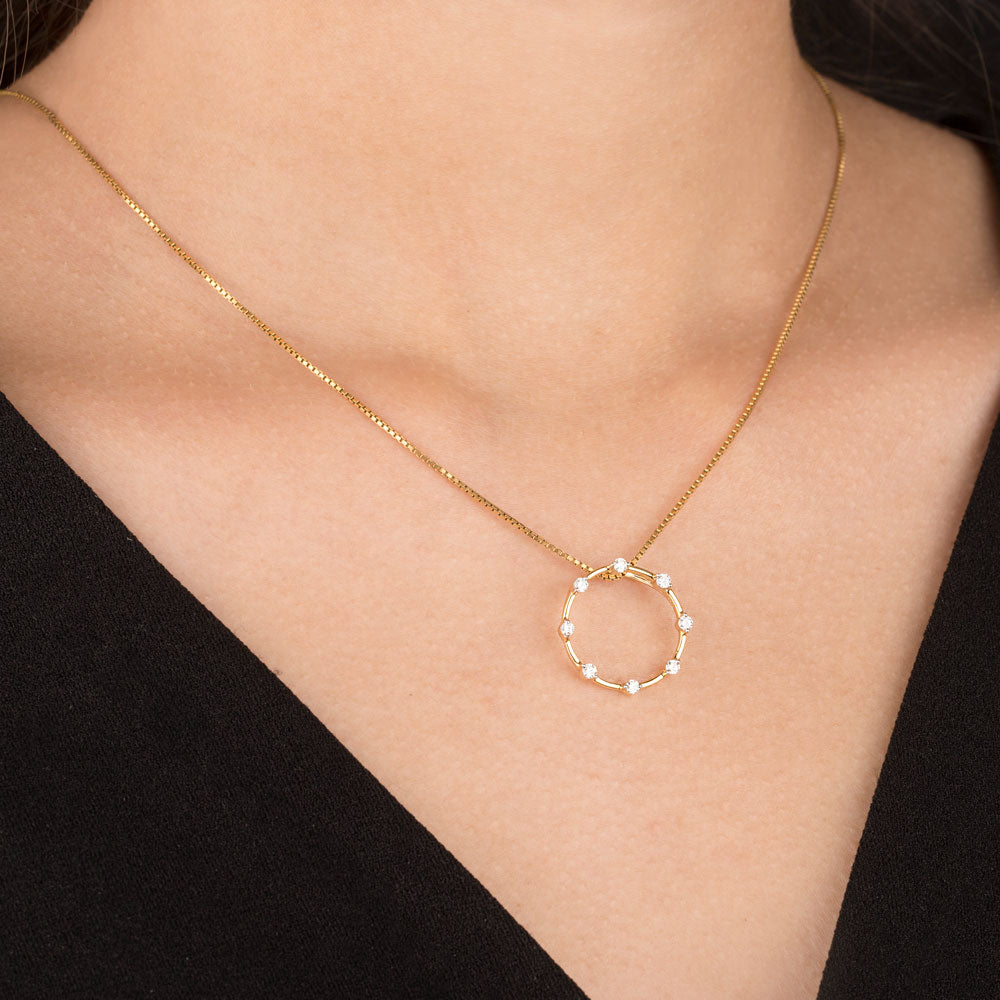 14K Yellow Gold Diamond Pendant - 0.23ct SI-IJ