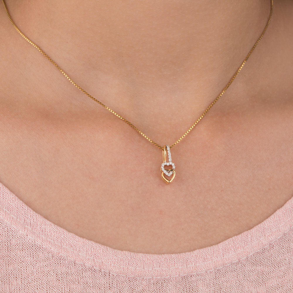 18K Yellow Gold Diamond Pendant - 0.1ct SI-IJ