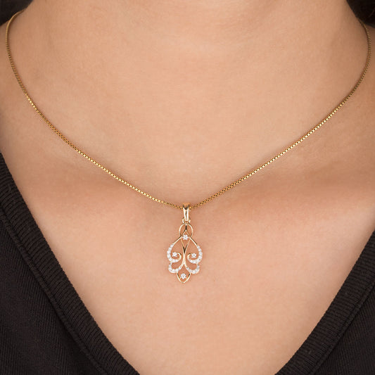 14K Yellow Gold Diamond Pendant - 0.139ct VS-GH
