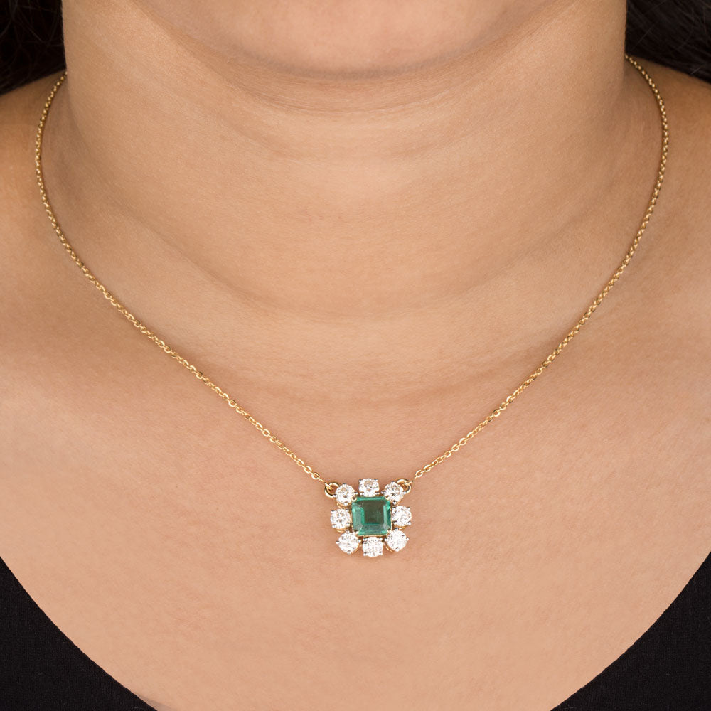 14K Yellow Gold Diamond Pendant - 1.59ct VVS-VS-HI with Colour Stones