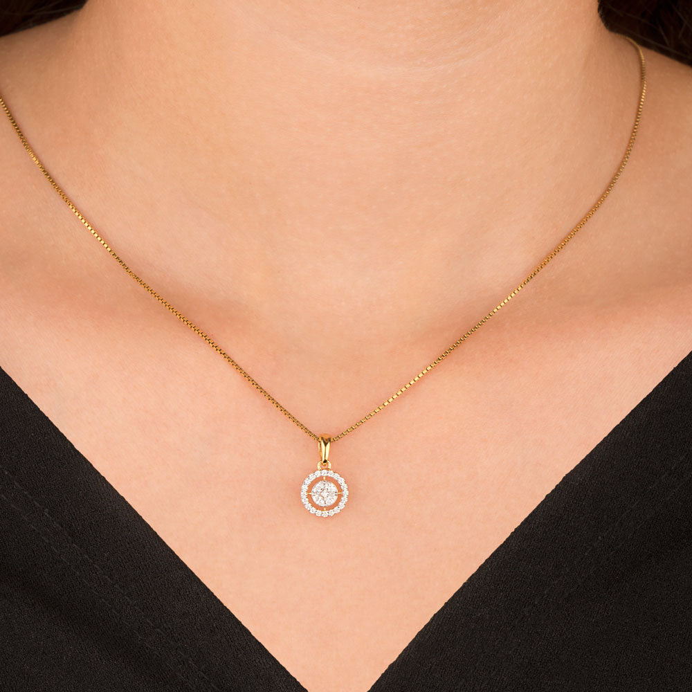 18K Yellow Gold Diamond Pendant - 0.254ct VVS-EF