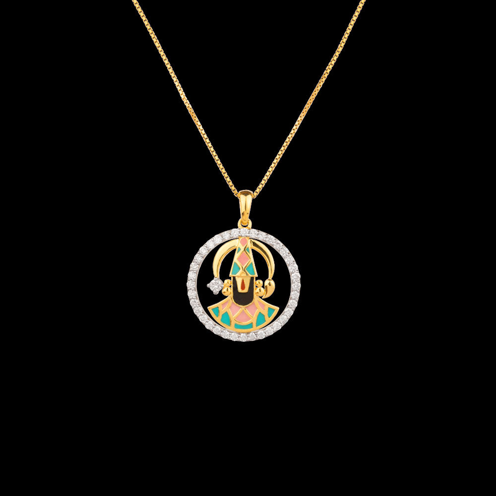 18K Yellow Gold Diamond Pendant - 0.972ct VVS-VS-GH with Colour Stones