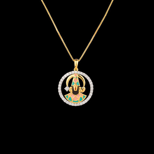 18K Yellow Gold Diamond Pendant - 0.972ct VVS-VS-GH with Colour Stones