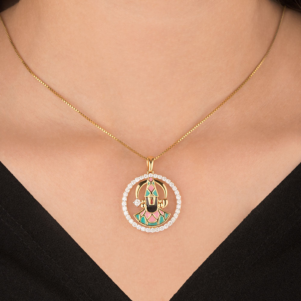 18K Yellow Gold Diamond Pendant - 0.972ct VVS-VS-GH with Colour Stones