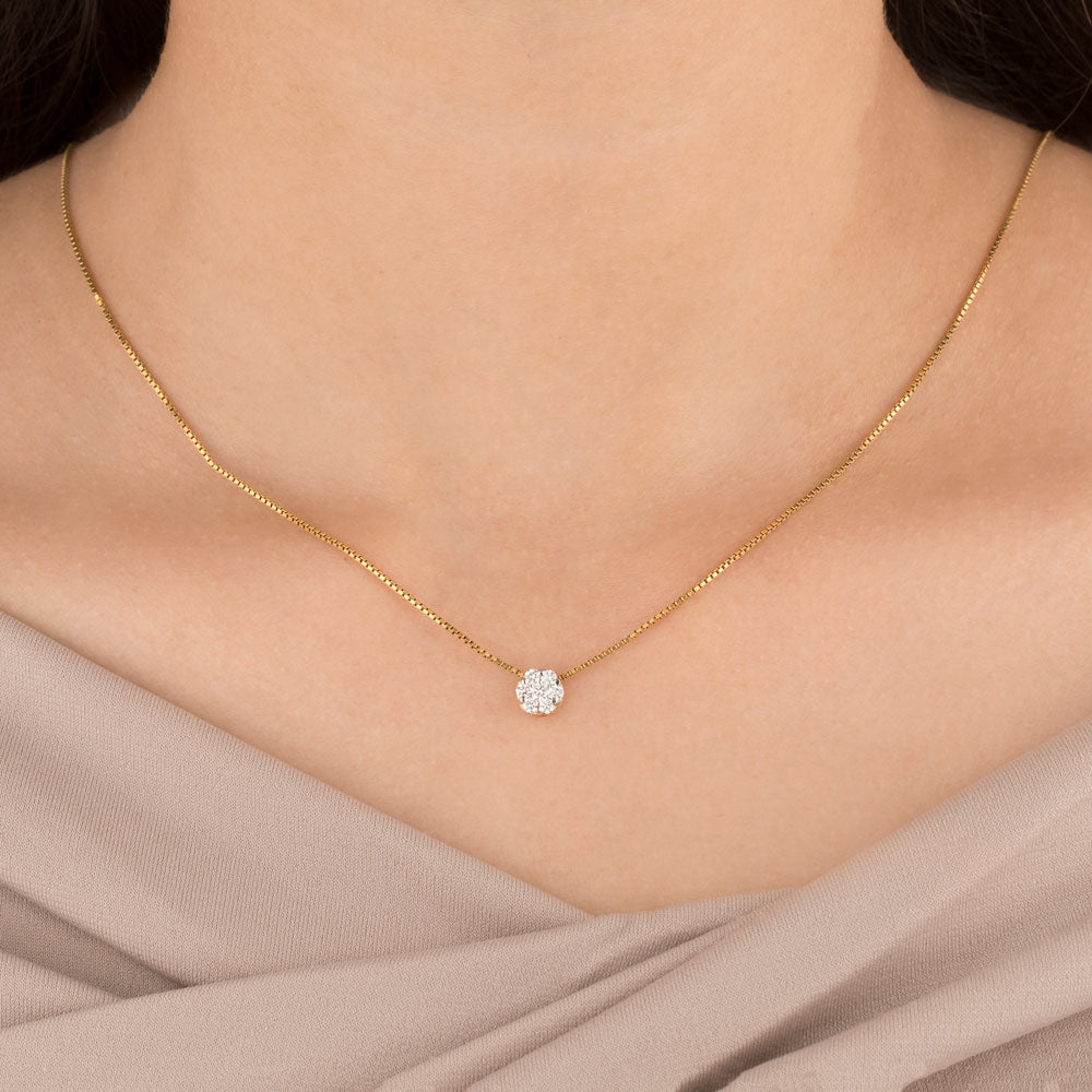 18K Yellow Gold Diamond Pendant - 0.261ct VS-GH