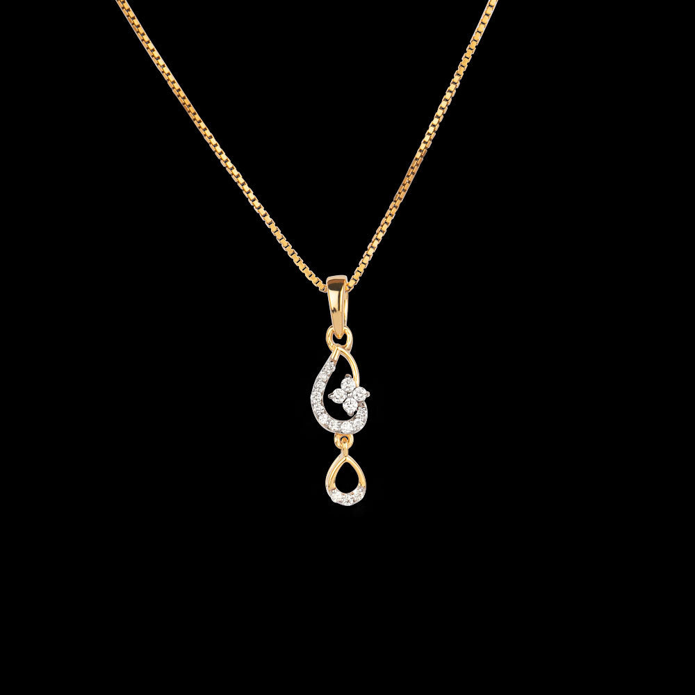 18K Yellow Gold Diamond Pendant - 0.14ct VVS-VS-GH