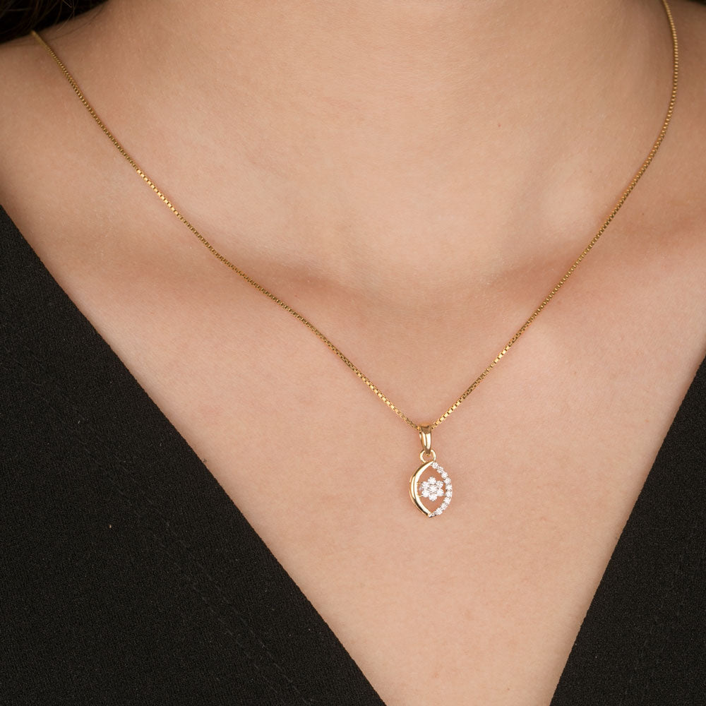 18K Yellow Gold Diamond Pendant - 0.14ct VVS-VS-GH