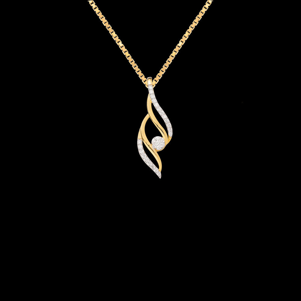 18K Yellow Gold Diamond Pendant - 0.23ct SI-GH